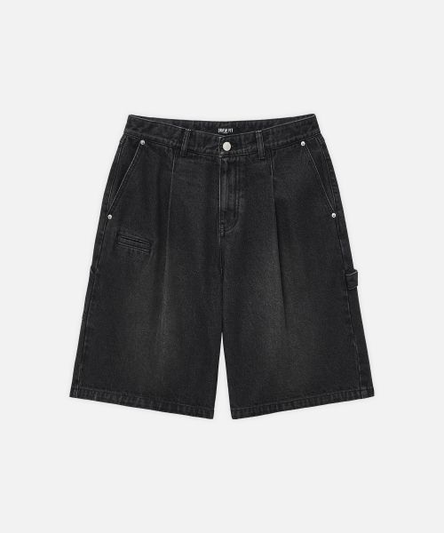 Purchase DRAW FIT [DRAW FIT X DAILY ROOM] Robust Bermuda Wide Denim Pants [Black] DFDN5203BK