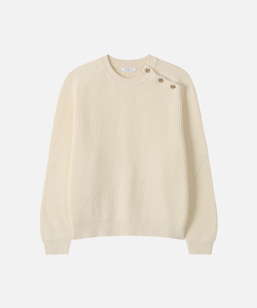 Order Draw Fit Bailey Slit Button Pullover Knit [Cream] DFKN6402CR