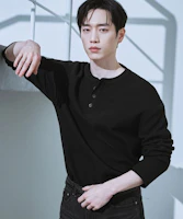 Buy Draw Fit 棉质华夫格亨利领T恤(黑色) DFTS4306BK
