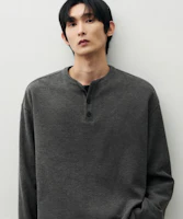 Buy Draw Fit 棉质华夫格亨利领T恤(炭灰色) DFTS4306CC