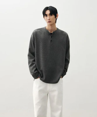 Draw Fit 棉质华夫格亨利领T恤(炭灰色) DFTS4306CC Lookbook Draw Fit 棉质华夫格亨利领T恤(炭灰色) DFTS4306CC