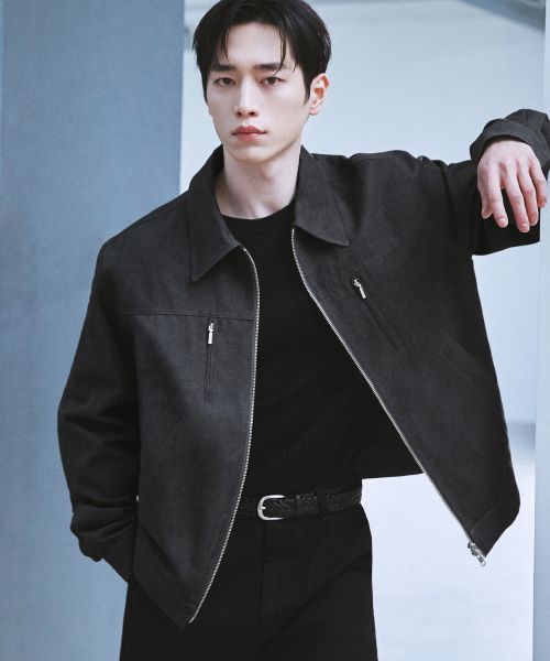Draw Fit Faded Dye Cotton Blouson Jacket [Charcoal] DFJK5107CC