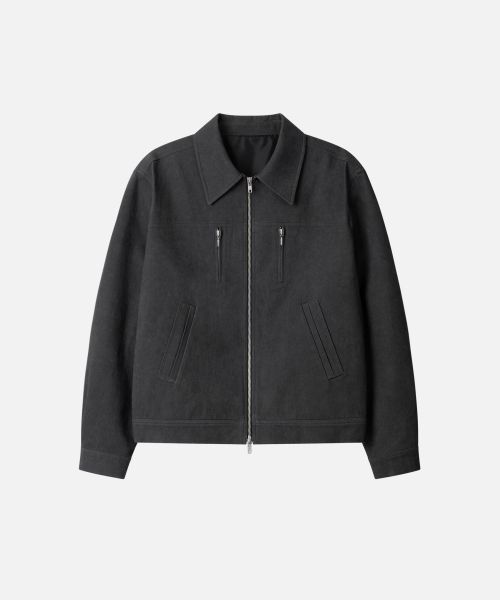 Shop Draw Fit Faded Dye Cotton Blouson Jacket [Charcoal] DFJK5107CC