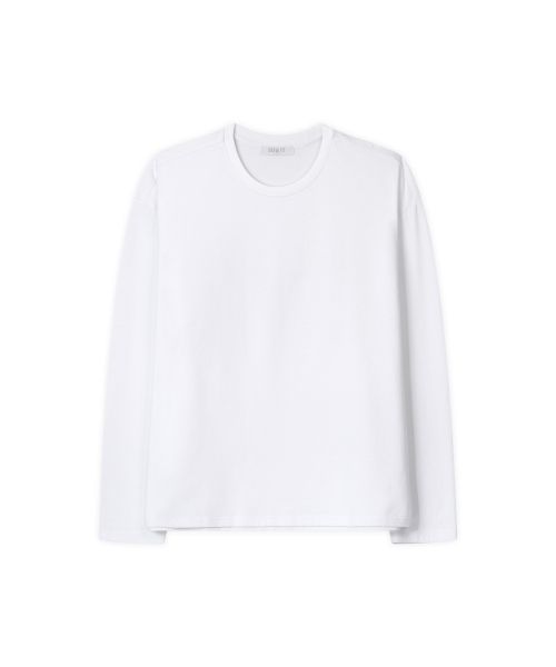 Lookbook Draw Fit Hale Cotton Cropped Long Sleeve T-Shirt [White] DFTS5304WH