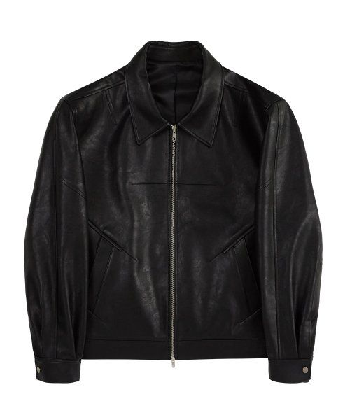 Purchase Draw Fit Incision Leather Blouson Jacket [Black] DFJK4110BK