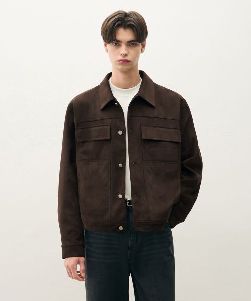 Lookbook Draw Fit Layer Minimal Suede Jacket [Brown] DFJK5305BR