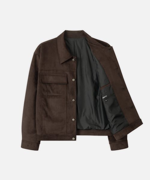 Details for Draw Fit Layer Minimal Suede Jacket [Brown] DFJK5305BR
