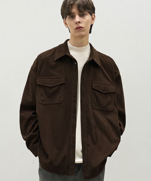 Order Draw Fit Oversized Corduroy Alex Shirt [BROWN] DFSH4303BR