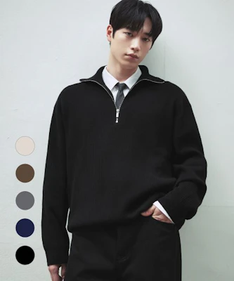 DRAW FIT 宽松版半拉链翻领羊毛针织衫【5色】 DFKN5391 Buy DRAW FIT 宽松版半拉链翻领羊毛针织衫【5色】 DFKN5391