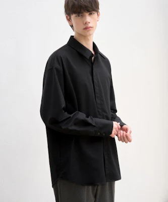 Draw Fit Oversized Minimal Shirt with Hidden Details - Black DFSH0001BK Buy Draw Fit Oversized Minimal Shirt with Hidden Details - Black DFSH0001BK