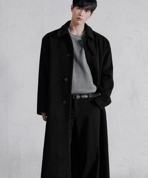 Draw Fit Premier Pure Cashmere Balmacaan Coat [Black] DFCT6481BK