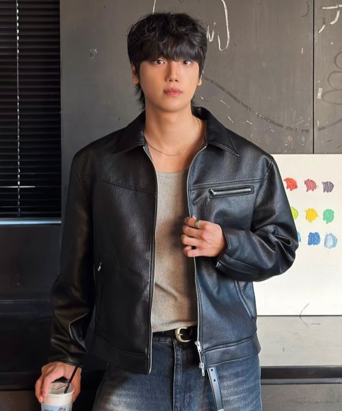 Order Draw Fit Russell Textured Single Leather Jacket [Black] DFJK6105BK