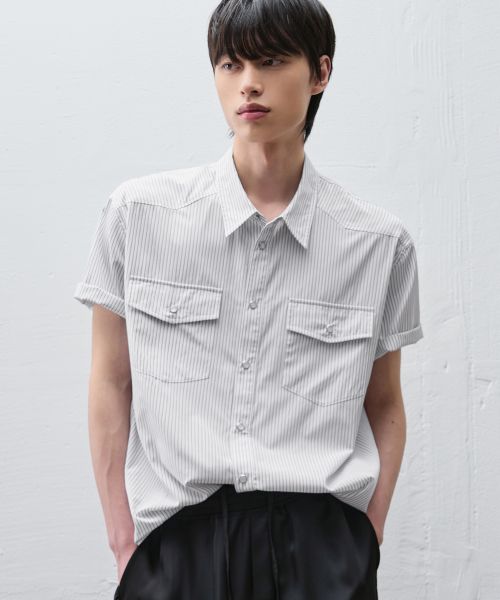 Purchase DRAW FIT Sagan Stripe Half Western Shirt [White] DFSH6204WH
