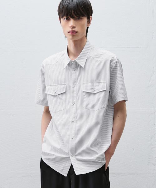 Details for DRAW FIT Sagan Stripe Half Western Shirt [White] DFSH6204WH