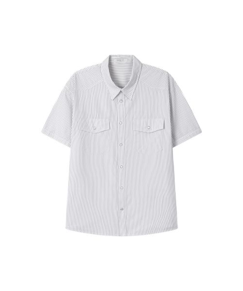 Cheap DRAW FIT Sagan Stripe Half Western Shirt [White] DFSH6204WH