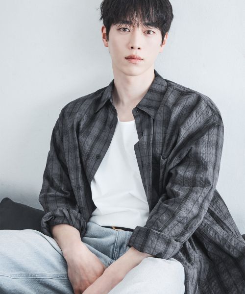 DRAW FIT Seersucker Smoke Check Shirt [Charcoal] DFSH4206CC