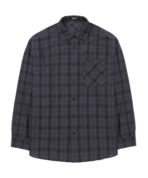 Details for DRAW FIT Seersucker Smoke Check Shirt [Charcoal] DFSH4206CC