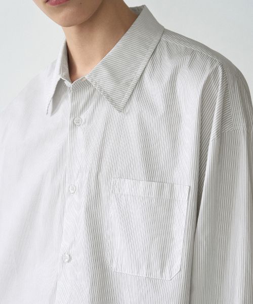 Lookbook Draw Fit Tidy Minimal Striped Shirt [WHITE] DFSH4304WH