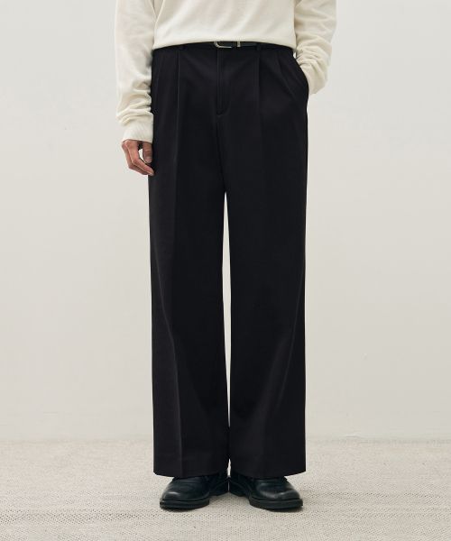 Order DRAW FIT Two-Tuck Wide Banding Slacks [Black] DFPT0006BK