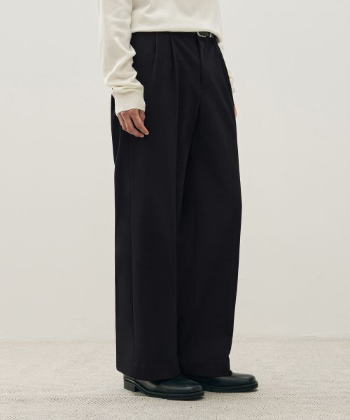 Lookbook DRAW FIT Two-Tuck Wide Banding Slacks [Black] DFPT0006BK