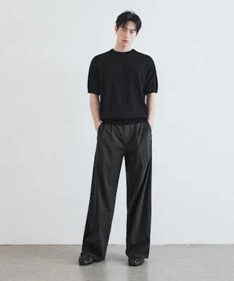 DRAW FIT 双褶宽松细条纹西裤(炭灰色) DFPT5301CC Buy DRAW FIT 双褶宽松细条纹西裤(炭灰色) DFPT5301CC
