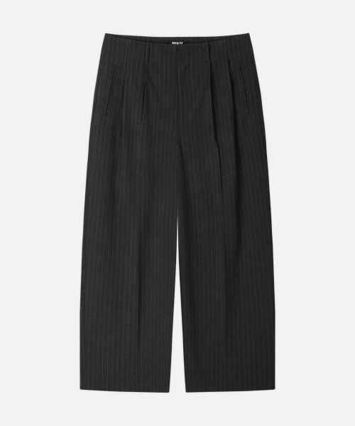 Purchase Draw Fit Two-Tuck Wide Pinstripe Slacks [Charcoal] DFPT5301CC