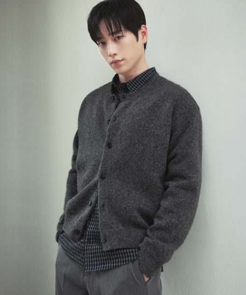 Draw Fit Urbane Wool Crop Knit Cardigan [Melange Grey] DFKN5102MGY