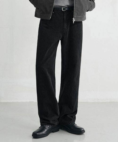 Draw Fit Usual Semi Wide Denim Pants [Black] DFDN3302BK