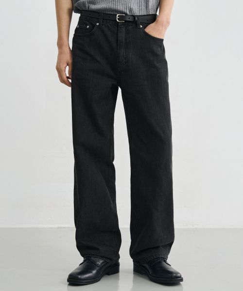 Order Draw Fit Usual Semi Wide Denim Pants [Black] DFDN3302BK