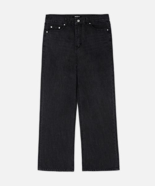 Shop Draw Fit Usual Semi Wide Denim Pants [Black] DFDN3302BK