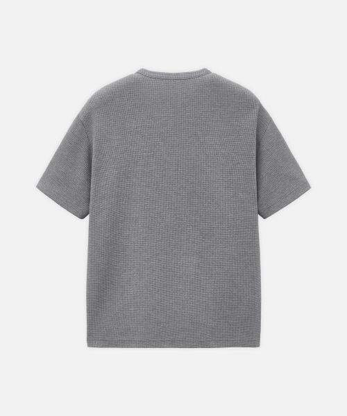 Details for DRAW FIT Waffle Henley Half T-Shirt [Melange] DFTS5211ME