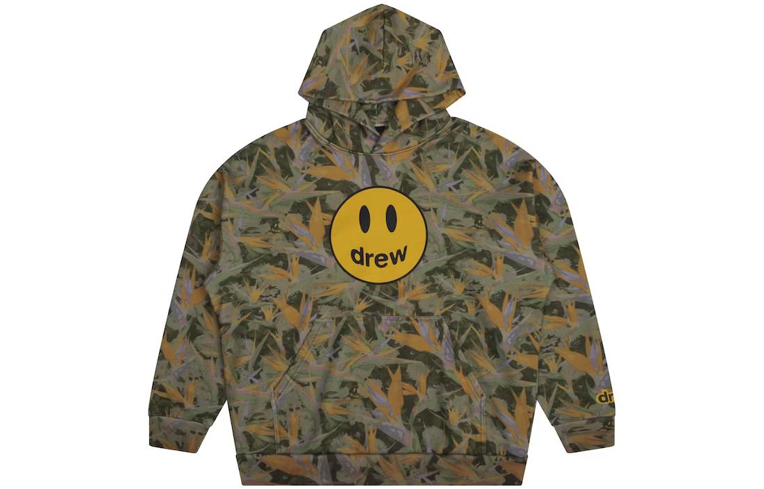 Drew House  Camouflage Hoodie Green Fleece Long Sleeve Sweatshirt. DH-F31121-MCCO