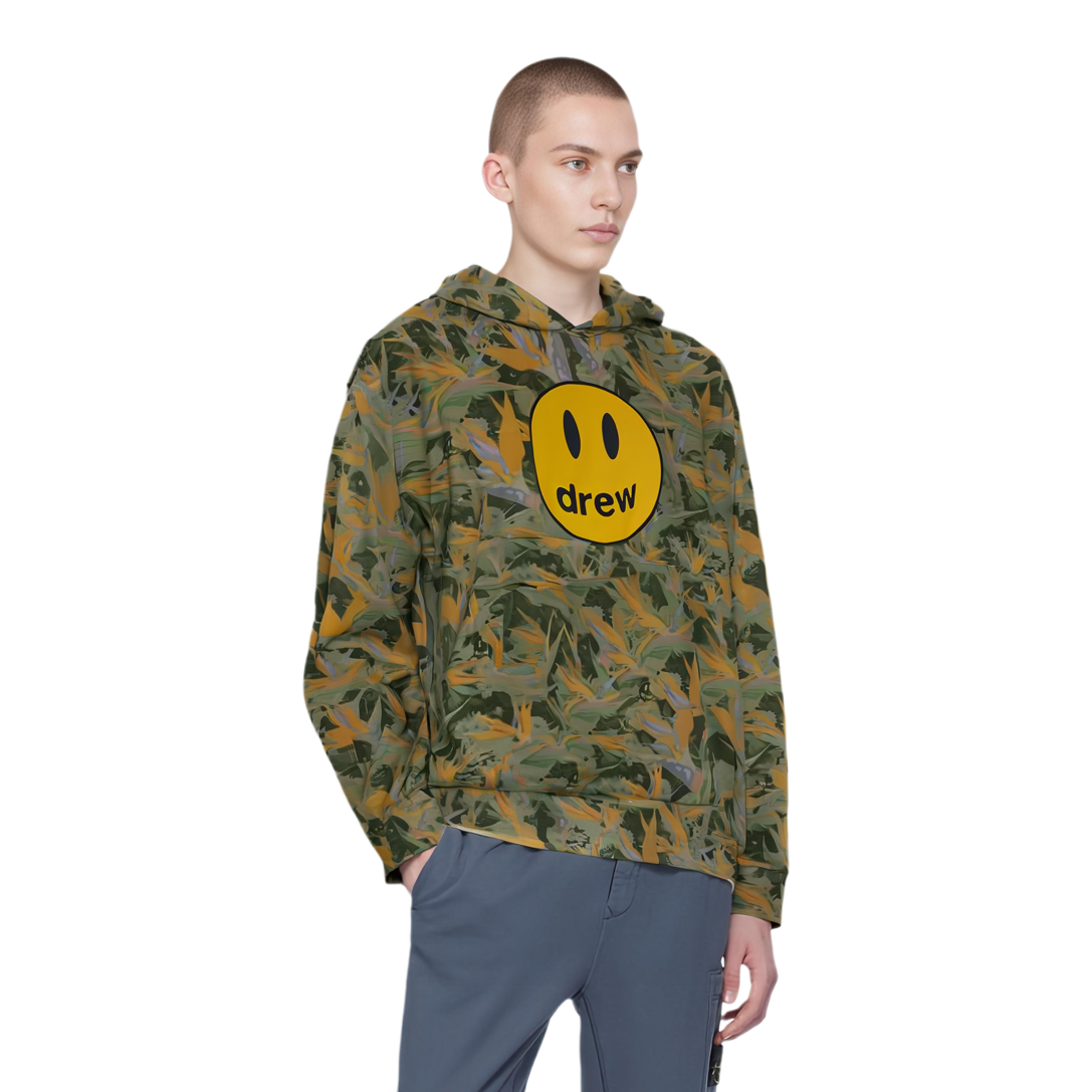 Shop Drew House迷彩綠色連帽長袖抓毛衛衣。 DH-F31121-MCCO