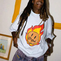 Purchase Drew House Astroid Smile Cartoon Logo Tee Blue Unisex Short Sleeve Shirt. DR-SS21-140