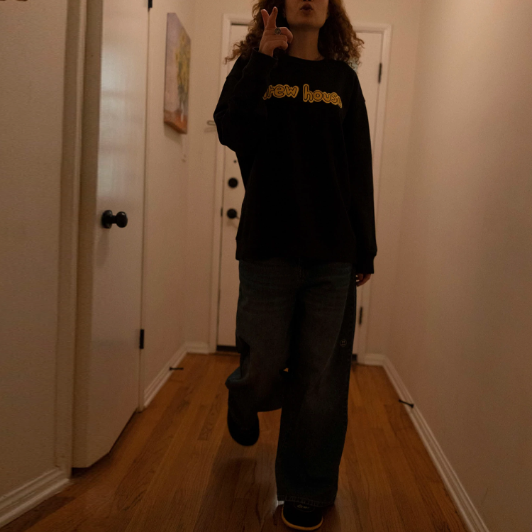 Cheap Drew House Sweater Hitam Logo Crewneck Unisex Kasual Pullover. DR-SS22-409