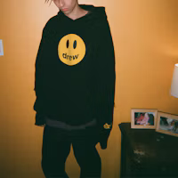 Shop Drew House Black Unisex Smiley Patchwork Graphic Hoodie DR-FW20-92