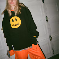 Details for Drew House Black Unisex Smiley Patchwork Graphic Hoodie DR-FW20-92