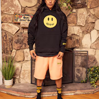 Sizing Drew House Black Unisex Smiley Patchwork Graphic Hoodie DR-FW20-92