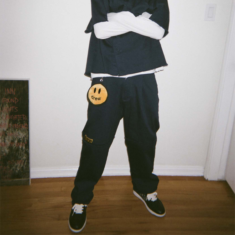 Shop Seluar Kargo Unisex Biru Drew House Bersulam Gaya Vintage DR-FW20-183