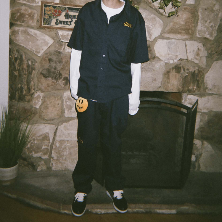 Details for Seluar Kargo Unisex Biru Drew House Bersulam Gaya Vintage DR-FW20-183