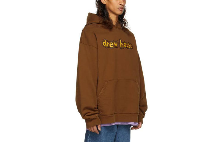 Drew House Brown Logo Printed Fleece Pullover Hoodie Unisex Brown. DR-SS22-671 圖 4
