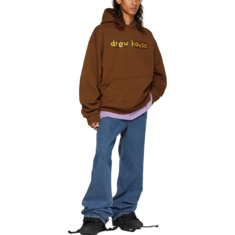 Drew House Brown Logo Printed Fleece Pullover Hoodie Unisex Brown. DR-SS22-671 圖 5