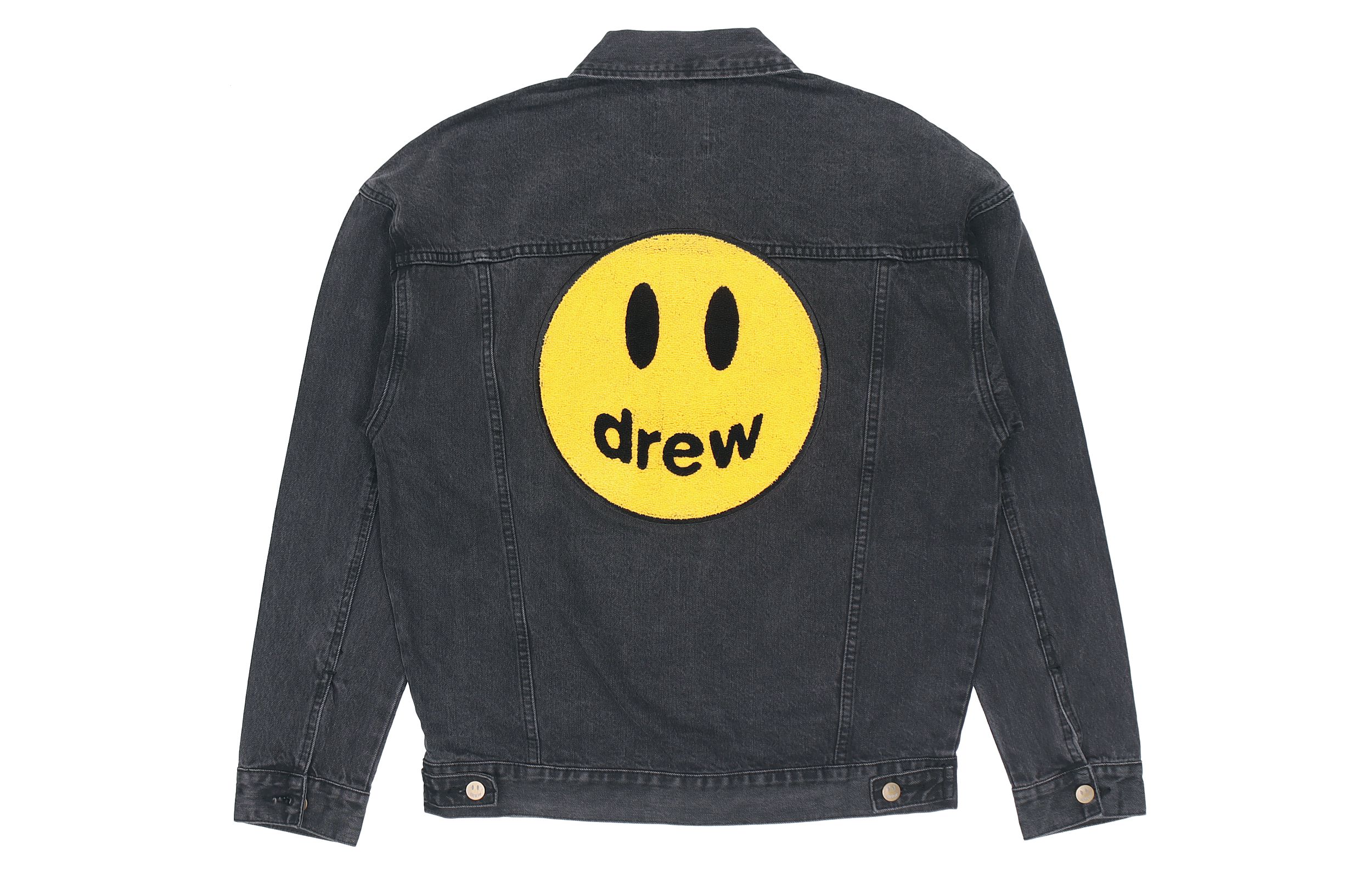 Drew House Chenille Smiley Face Denim Jacket Unisex Black DR-SS20-016