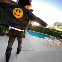 Purchase Drew House Chenille Smiley Face Denim Jacket Unisex Black DR-SS20-016