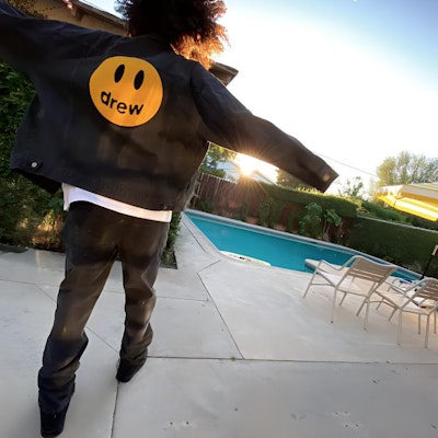 ドリューハウス シェニール スマイリーフェイス デニムジャケット ユニセックス ブラック DR-SS20-016 Purchase ドリューハウス シェニール スマイリーフェイス デニムジャケット ユニセックス ブラック DR-SS20-016