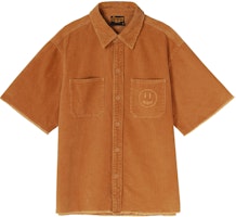Drew House Corduroy Distressed Hem Short Sleeve Shirt Unisex Brown. DR-SS21-56 Drew House Corduroy Distressed Hem Short Sleeve Shirt Unisex Brown. DR-SS21-56