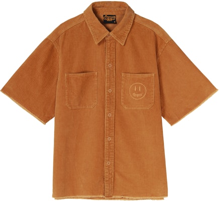 Drew House Kemeja Coklat Unisex Lengan Pendek Corduroy dengan Hujung Lusuh. DR-SS21-56 Buy Drew House Kemeja Coklat Unisex Lengan Pendek Corduroy dengan Hujung Lusuh. DR-SS21-56