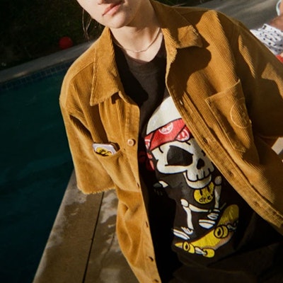 Drew House Kemeja Coklat Unisex Lengan Pendek Corduroy dengan Hujung Lusuh. DR-SS21-56 Cheap Drew House Kemeja Coklat Unisex Lengan Pendek Corduroy dengan Hujung Lusuh. DR-SS21-56