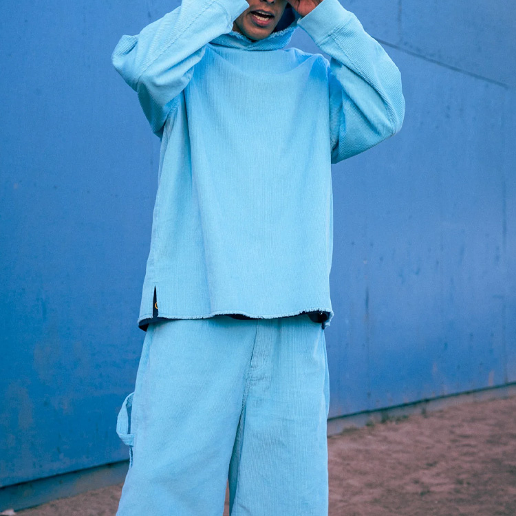 Drew House Corduroy Hoodie Pacific Blue SS22 Unisex Cartoon Smile Embroidery. DR-SS22-402 圖 6