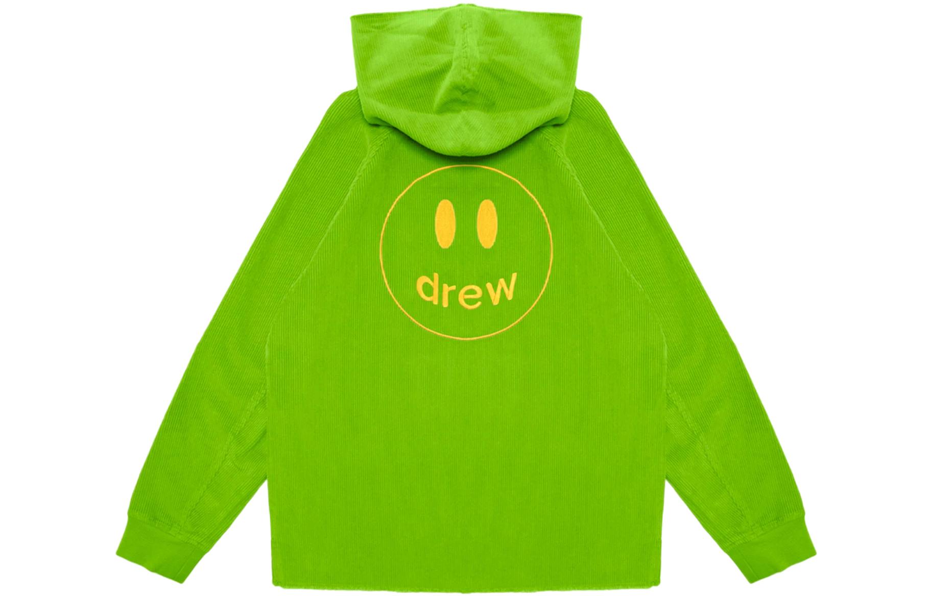 Order Drew House Corduroy Smiley Hoodie Lime Green Unisex Pullover Fleece. DR-SS22-160